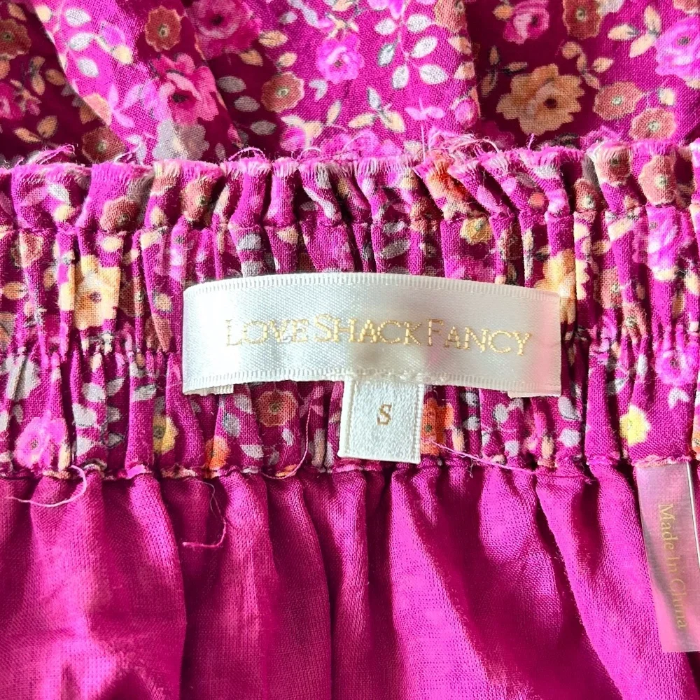 LoveShackFancy Ruffle Mini Skirt | Cherry Wine | Size Small